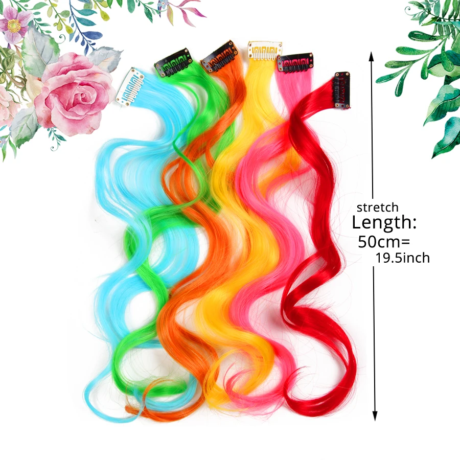 AliLeader Synthetic 87 Colored Long Straight Ombre Hair Extensions Pure Clip In One Piece Strips 20