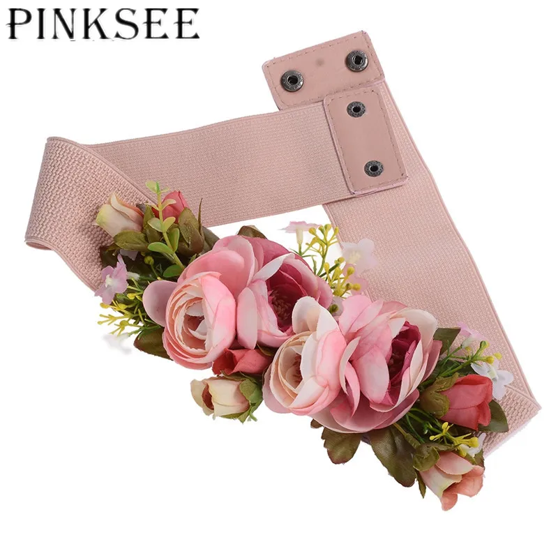 Женское эластичное платье PINKSEE из синтетической ткани с розовыми цветами узкий