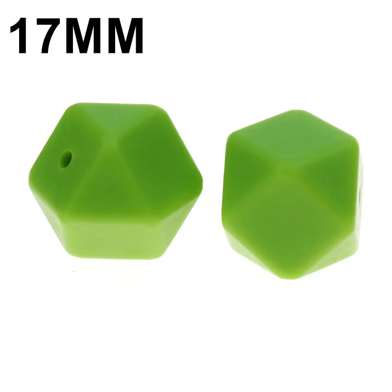 08 Chartreuse Fkisbox 17 мм шестигранник 100 шт силиконовый детский Прорезыватель для зубов, бусы без бисфенола для новорожденных, жевательные прорезыватели для зубов, ожерелье, ювелирные изделия для младенцев, сделай сам, подарок для душа - Цвет: 08 Chartreuse
