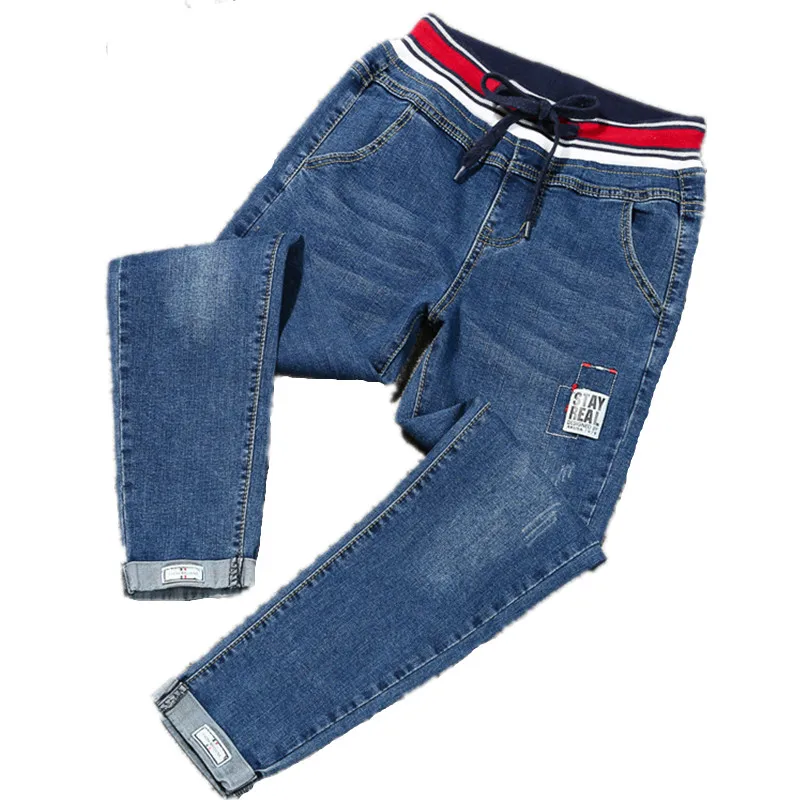Large Plus Size 4XL 5XL Spring Stretch Jeans Women High Street Lace Up Harem  Pants Elastic Wasit Patch Cuffs Denim
