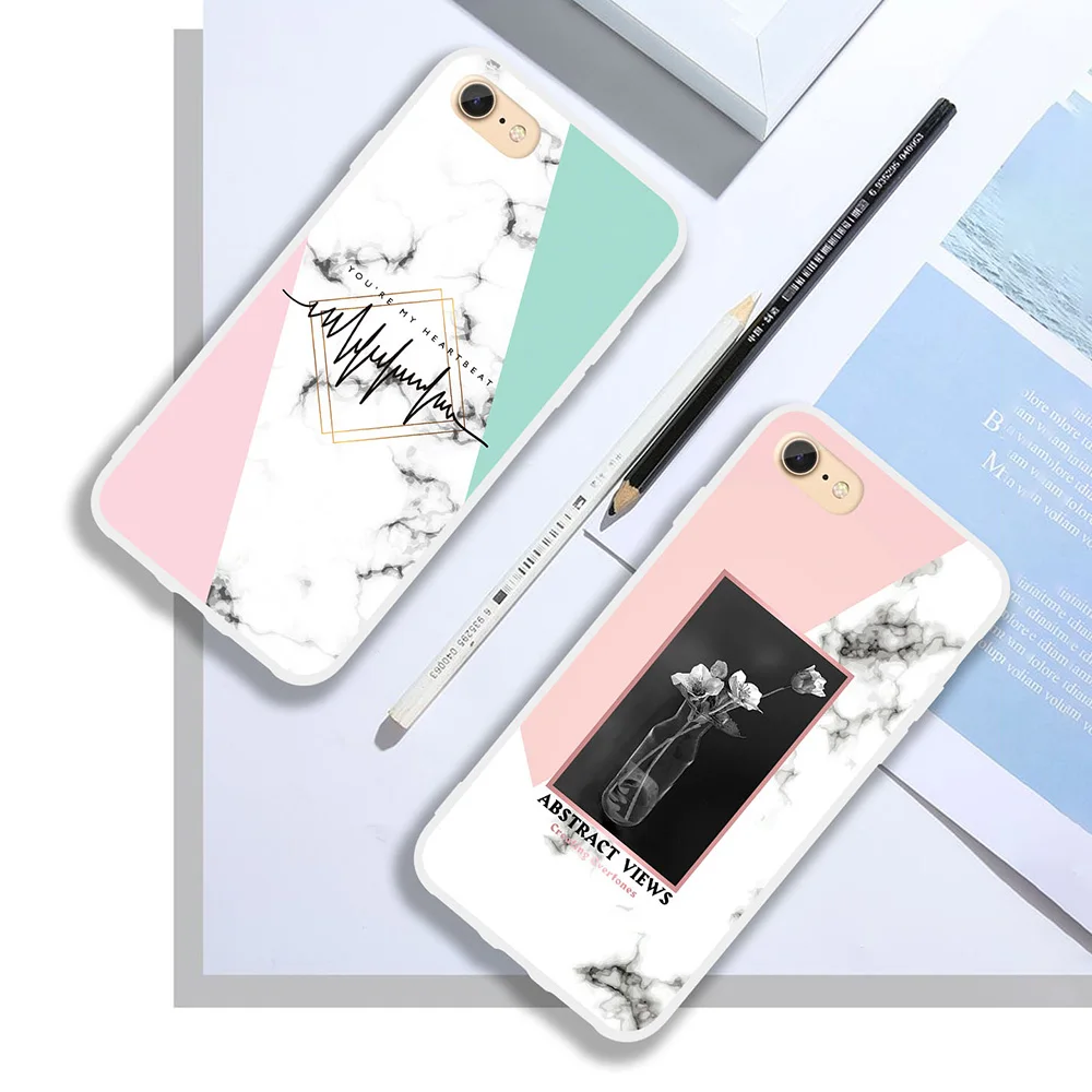 Marble Geometry Soft Case for iPhone X XR XS Max 5S SE 6 Plus 6S Cases Simple Style Silicone Cover 7 8 Capa |