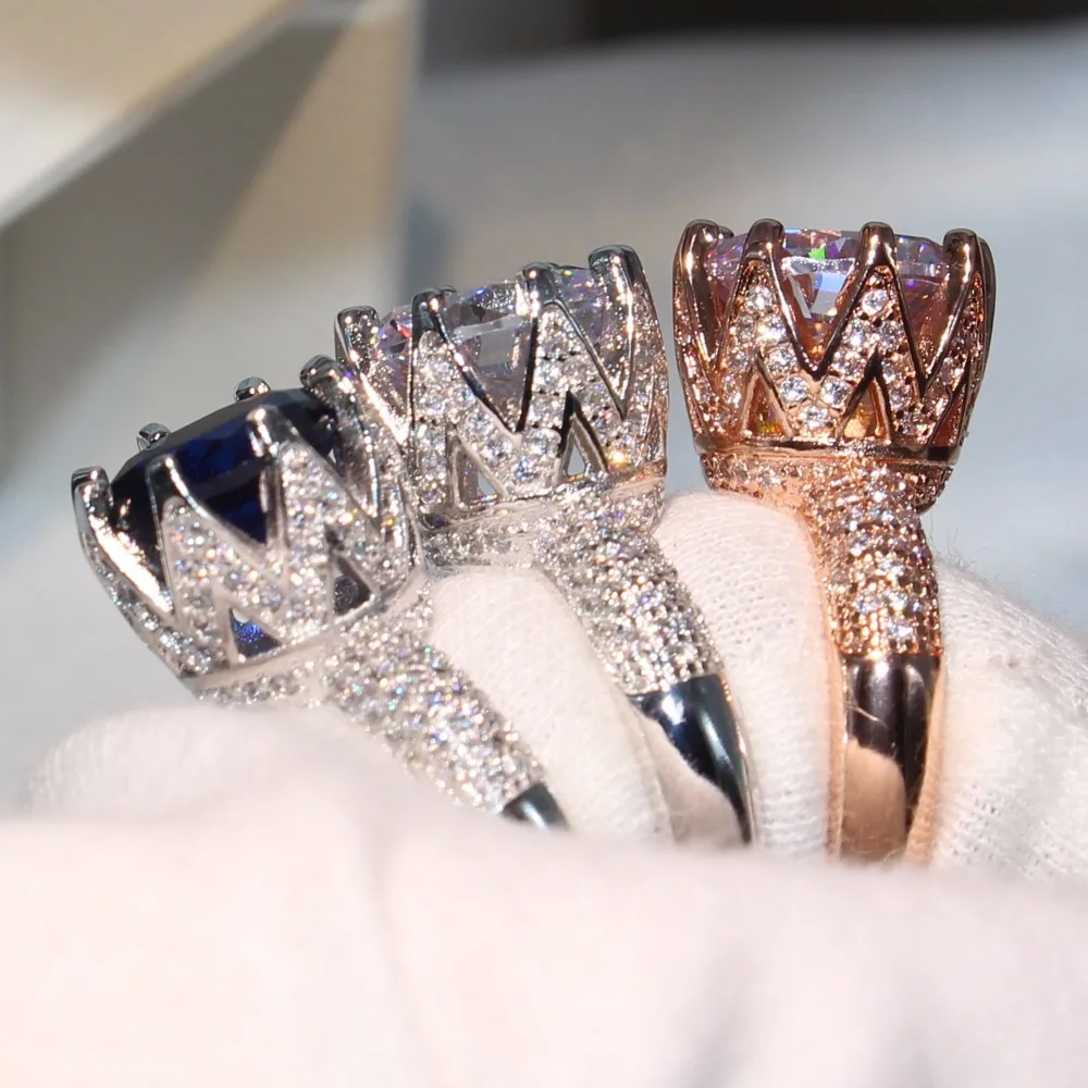 Женское кольцо из серебра 925 пробы с фианитом 10 мм 5 А|rose gold|band ringsilver rose |
