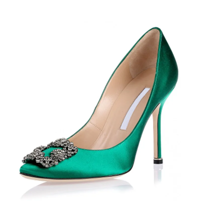 yanicuding High Thin Heeled Shoes Women Luxury Satin Pumps Bridal Crystal Embellished Wedding Bride Lady | Обувь