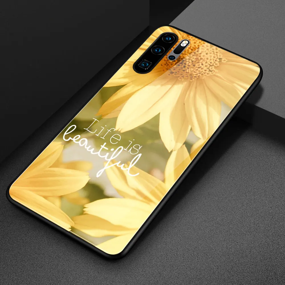 Для huawei mate 20 lite чехол Стекло nova 4 крышка с изображением подсолнуха для 9 10 pro 20x RS 3 3i