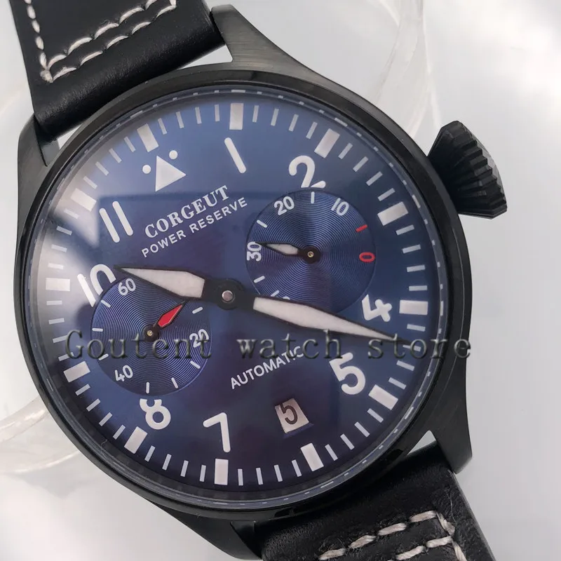 Corgeut 42 мм новые мужские кинетические автоматические часы Seiko водонепроницаемые с