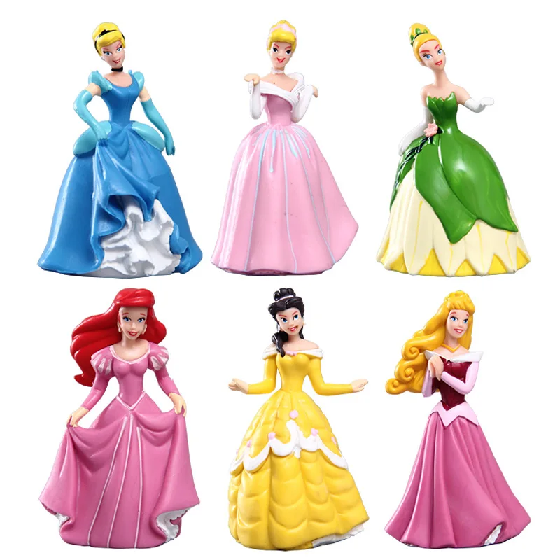 Экшн-фигурки Принцессы Disney 6 шт./компл. игрушки Рапунцель Белль Золушка фея кукла