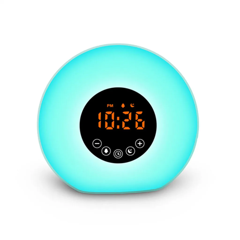 Светодиодный светильник Sunrise Wakeup, белый, теплый, белый, RGB, будильник, часы-фонарик, FM цифровое радио, светодиодный ночник, изменение цвета, Осенний сон Z528