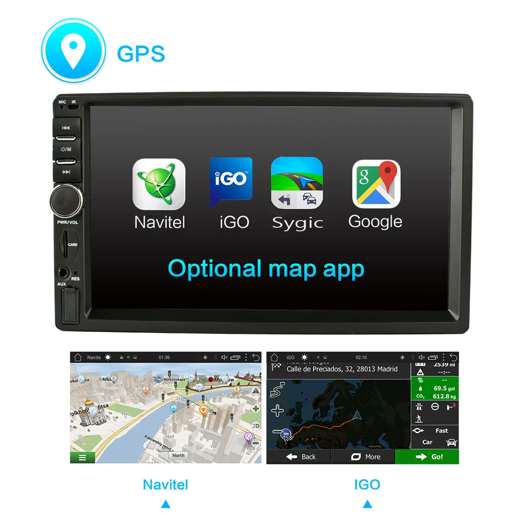 7-дюймовый Android автомобильный Радио Стерео gps навигация Bluetooth USB SD 2 Din сенсорный автомобильный мультимедийный плеер аудио плеер авторадио