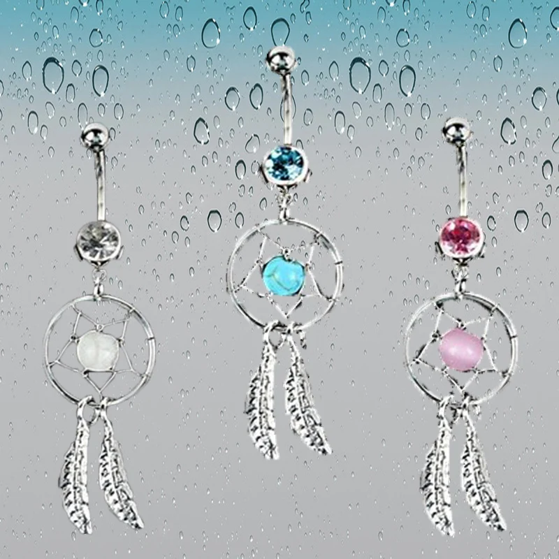 Body Jewelry Crystal Gem Dream Catcher Navel Dangle Belly Barbell Button Bar Ring piercing Art | Украшения и аксессуары
