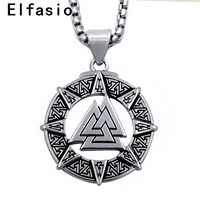 mens pewter pendant necklace valknut odin s symbol of norse viking warriors with stainless steel chain p301