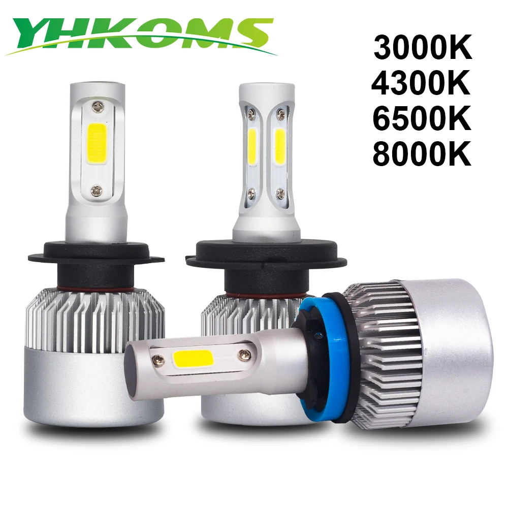 Автомобисветильник светодиодные фары YHKOMS H4 H7 H8 H11 H1 H3 9005 9006 880 881 H27 3000K 4300K 6500K 8000K
