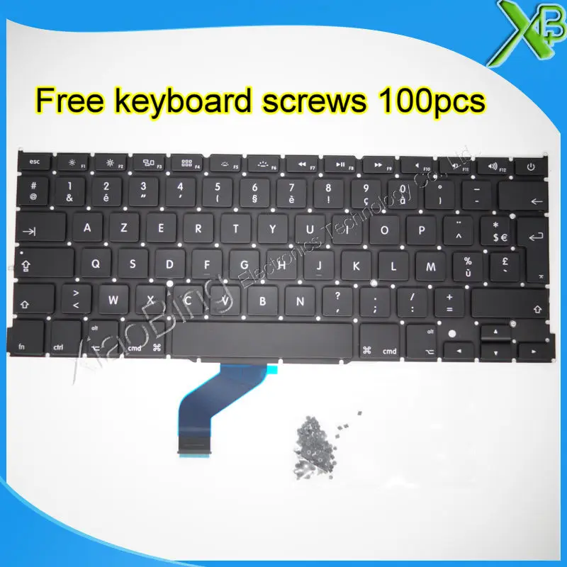 Совершенно новая Французская клавиатура AZERTY FR + винты для клавиатуры 100 шт. MacBook Pro