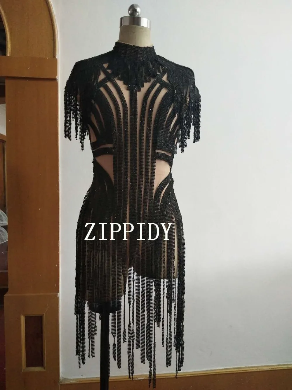 Bling Silver Rhinestones Fringes Bodysuit Birthday Celebrate Costume Female Singer Tassel Leotard Stage Dance Wear | Женская одежда