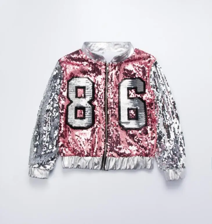 Only Coat Костюмы для девочек с блестками для бальных танцев в стиле джаз, хип-хоп, танцевальные костюмы, топы, шорты, куртки для детей, одежда для сцены, Одежда для танцев - Цвет: Only Coat