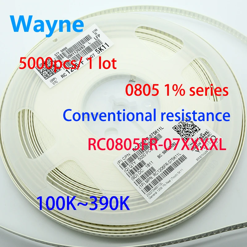 5000 шт./0805 1% сопротивление RC0805FR 07100K/110 К/120 К/130 К/150 К/160 К/180 К/200 К/220 К/240 К/270 К/300 К /330