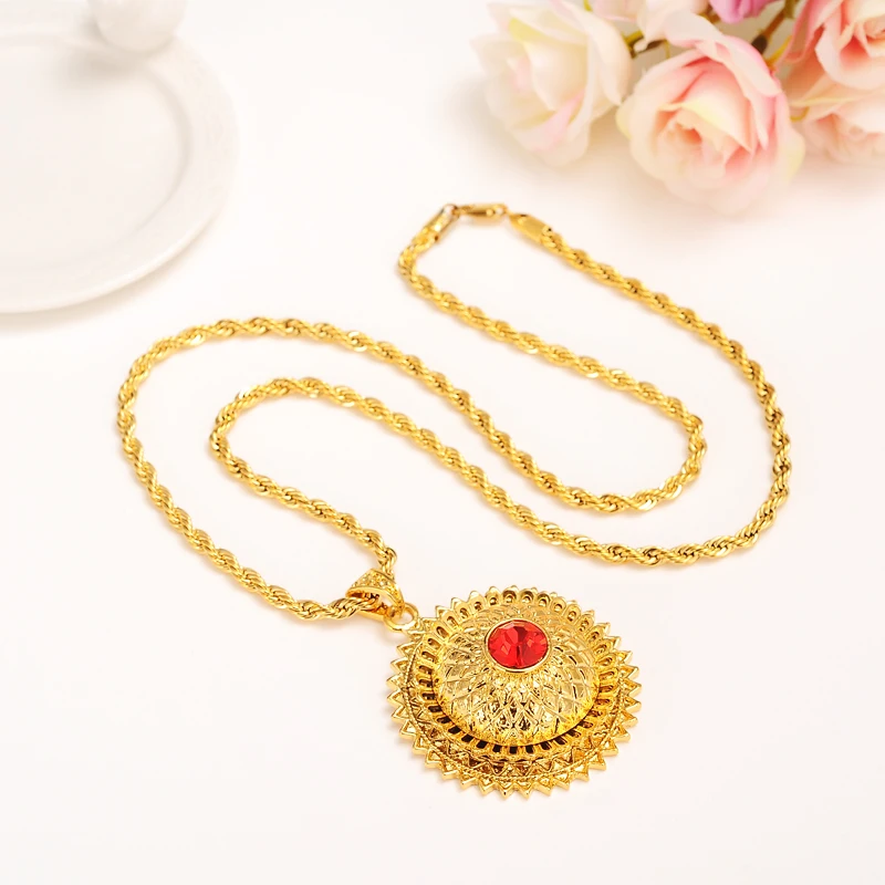 Большое Африканское Золотое Ожерелье Стразы с кристаллами кулон фианитом