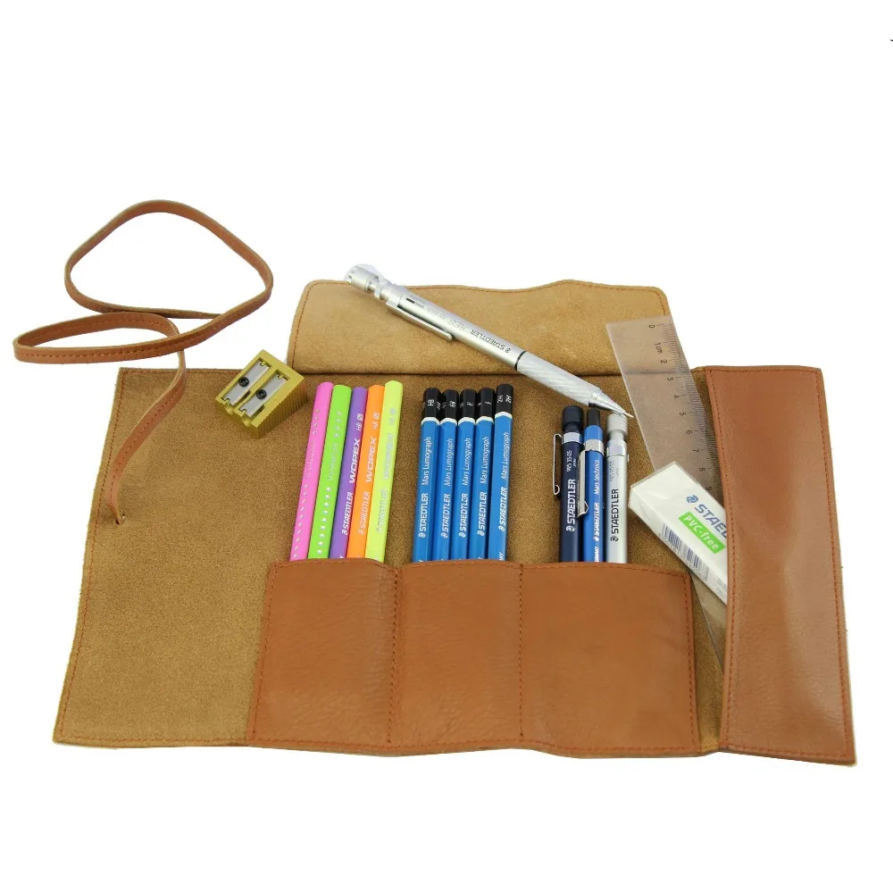 Staedtler кожаный пенал для карандашей 900LC-CA Staedler Camel/черный/белый Япония Бесплатная