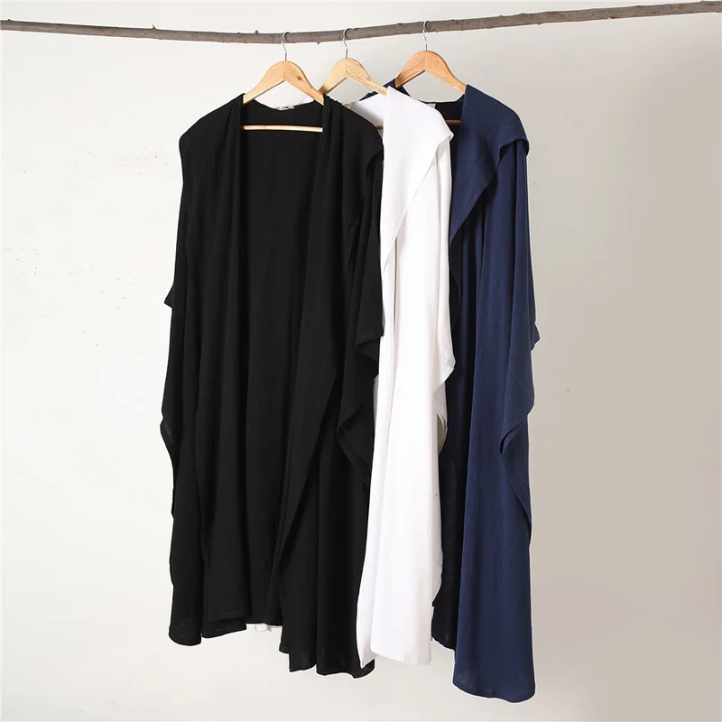 

Hisenky 2018 Spring Autumn Men'S Hooded Trench Coat Bat Shirt Sitting Suit Zen Clothes Casual Cardigan Windbreaker Long Coat