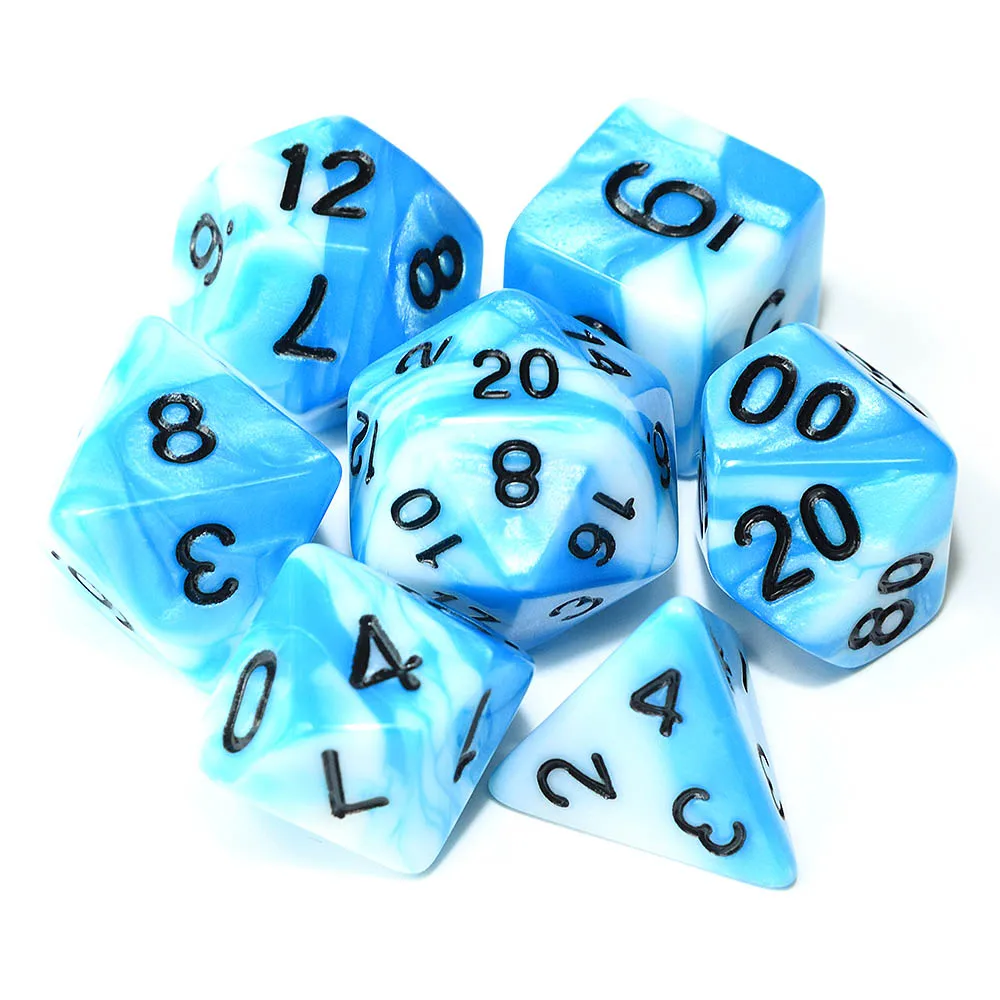 19 Azure White Многогранные DnD смешанные цвета кости 7 шт./компл. для ролевой игры «Подземелья и Драконы настольные игры D4, D6, D8, D10, D%, D12, D20 - Цвет: 19 Azure White