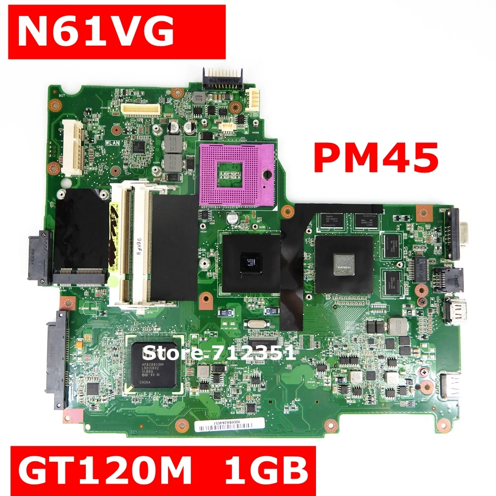 Материнская плата N61VG для ноутбука Mianboard 1 Гб DDR2 PM45 Asus N61V материнская REV 100%