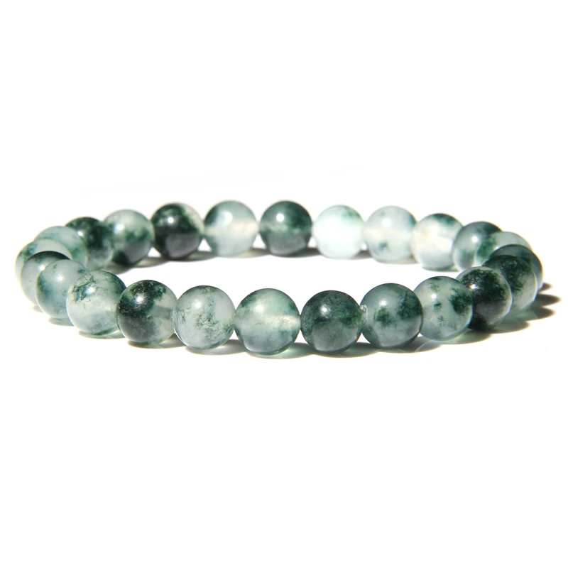 

High Quality Natural Moss Agates Beads Bracelet Fashion Green Stone Beaded Energy Balance Bracelet Jewelry for Women Men Gifts
