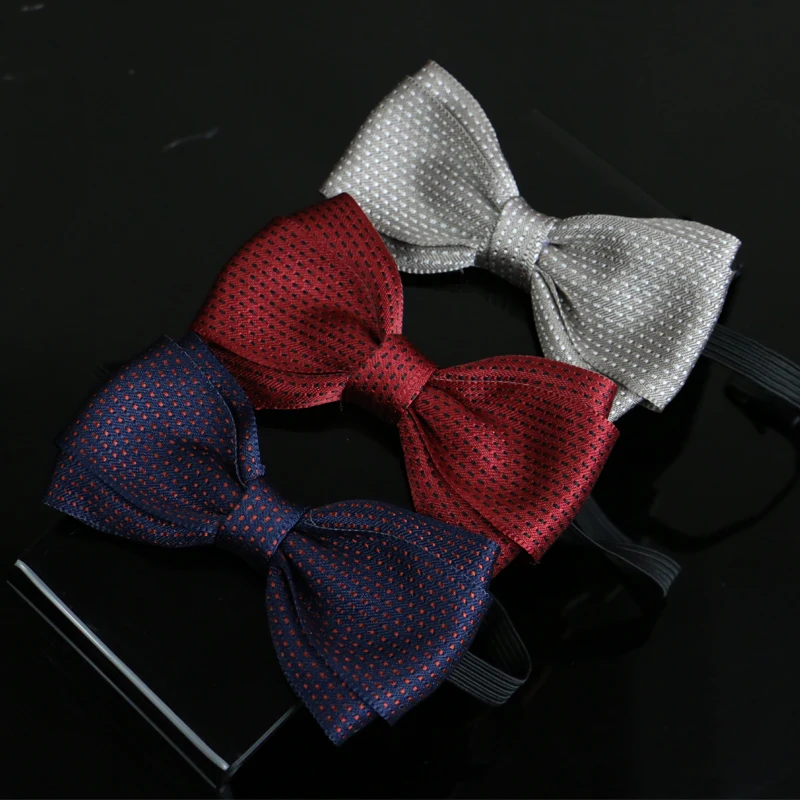 

New fashion men double English suits neck tie Wild casual simple color men's wedding bow tie