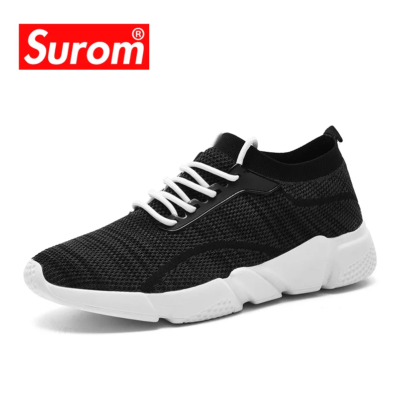 SUROM Men's Casual Shoes 2019 Lightweight Lace-up Mesh Upper Sneakers Breathable Trainers Chaussure Homme Fashion New Style | Обувь