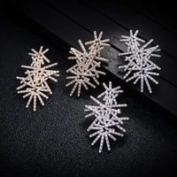 fashion whitegold color cubic zirconia fireworks shaped full stones drop earrings gorgeous womens accessaries e9019