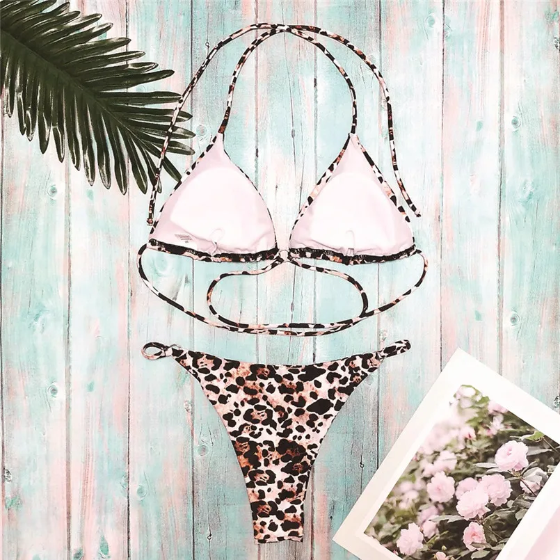 Боди с леопардовым принтом и бретелями костюм открытой спиной бюстгальтер пуш ап