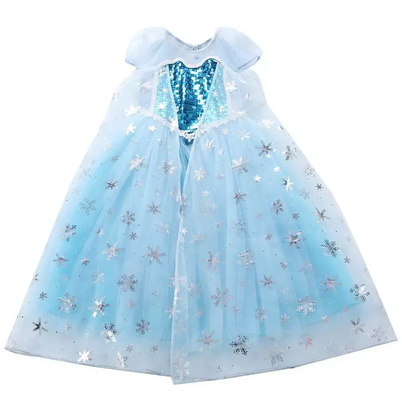 2018 New Girls Dress Kids Clothes Christmas Party Children Performance Costume Fashion Sequin Blue Elsa Princess Dress.YL29B | Детская