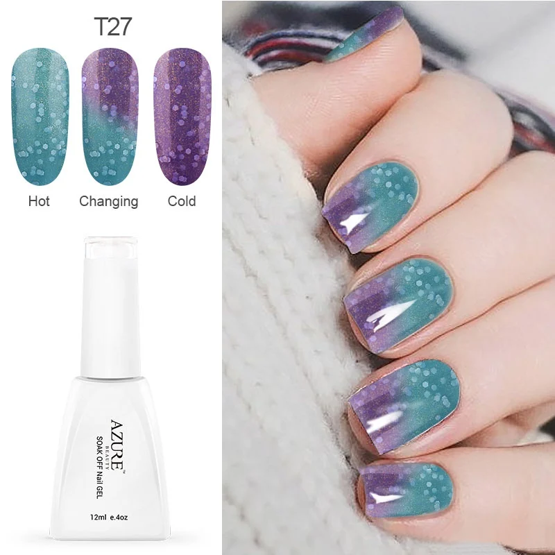 T27 Новейший Гель-лак для ногтей Azure beauty, меняющий температуру, светодиодный/УФ-Гель-лак для ногтей, 12 мл, 1 шт., гель для ногтей - Цвет: T27