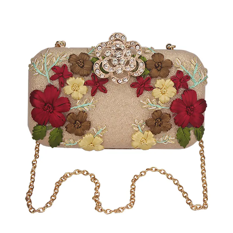 

Flower Crystal Evening Clutch Bag Flap Diamonds Applicant Chain Shoulder Handbags Bag Female Handbag Party Wedding Purse