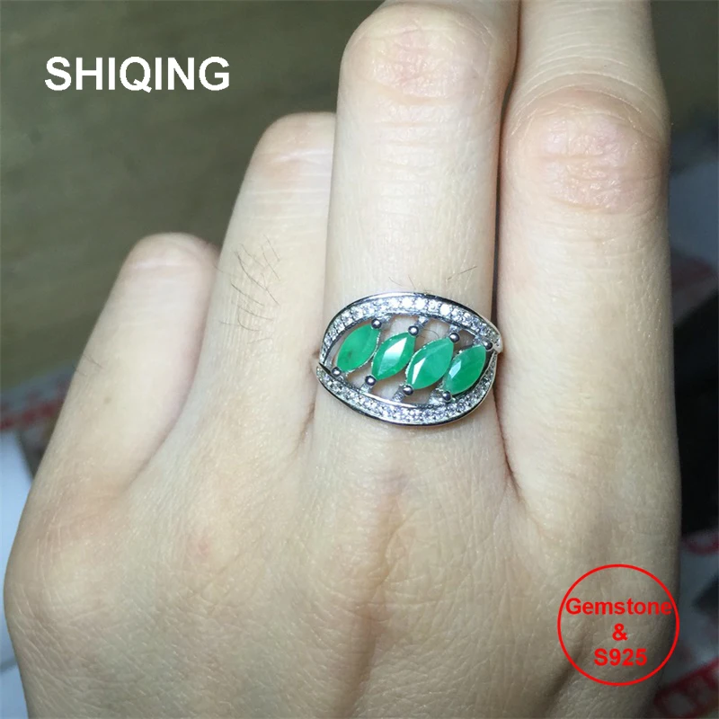 

Кольцо женское из серебра 925 пробы, с изумрудом, 4 шт.