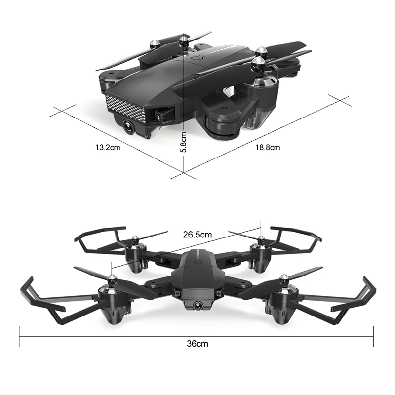 Дрон с HD камерой 720P складной недорогой Радиоуправляемый вертолет Wi Fi FPV 100 м rtf