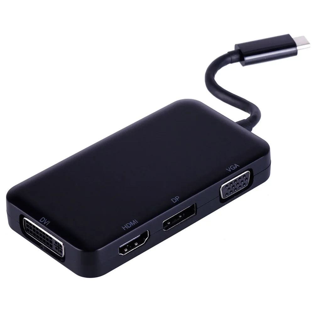4 в 1 usb type C концентратор к HDMI DVI VGA DP дисплей многопортовый адаптер конвертер K 1080 P