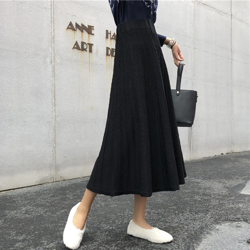 Женская трикотажная юбка в стиле Харадзюку шикарная широкая с высокой талией