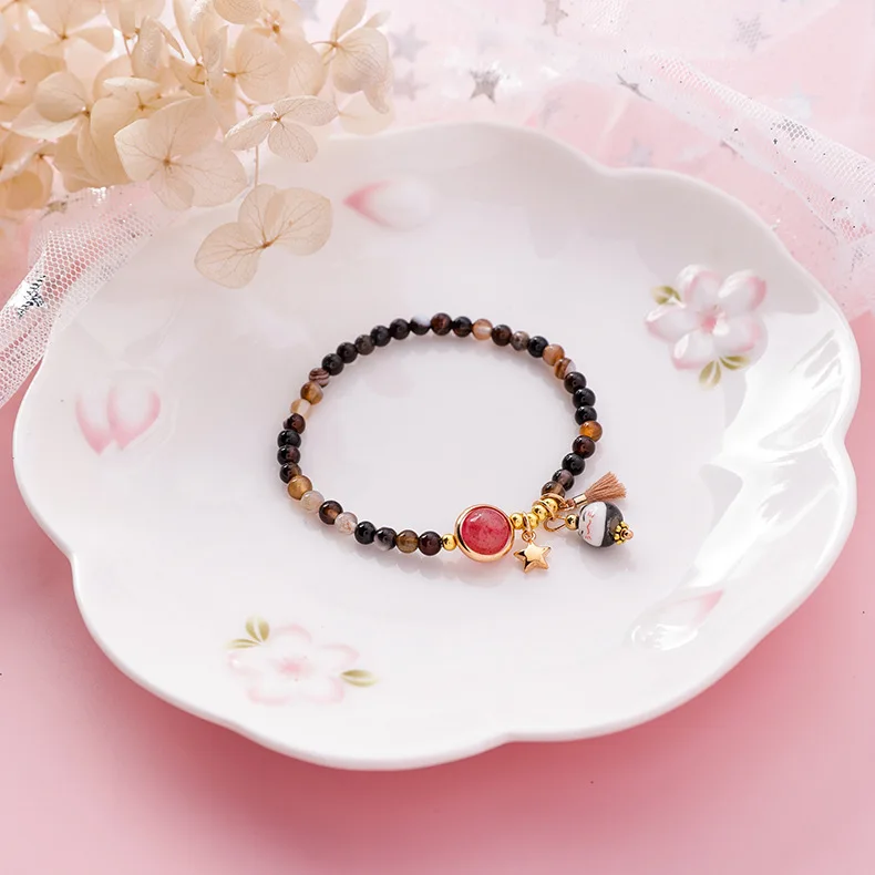 black colorful Новинка! браслет ручной работы с разноцветными веревками и котиком, регулируемый браслет для женщин и девочек, подарки на день рождения, милые модные браслеты с кисточками для женщин - Окраска металла: black colorful