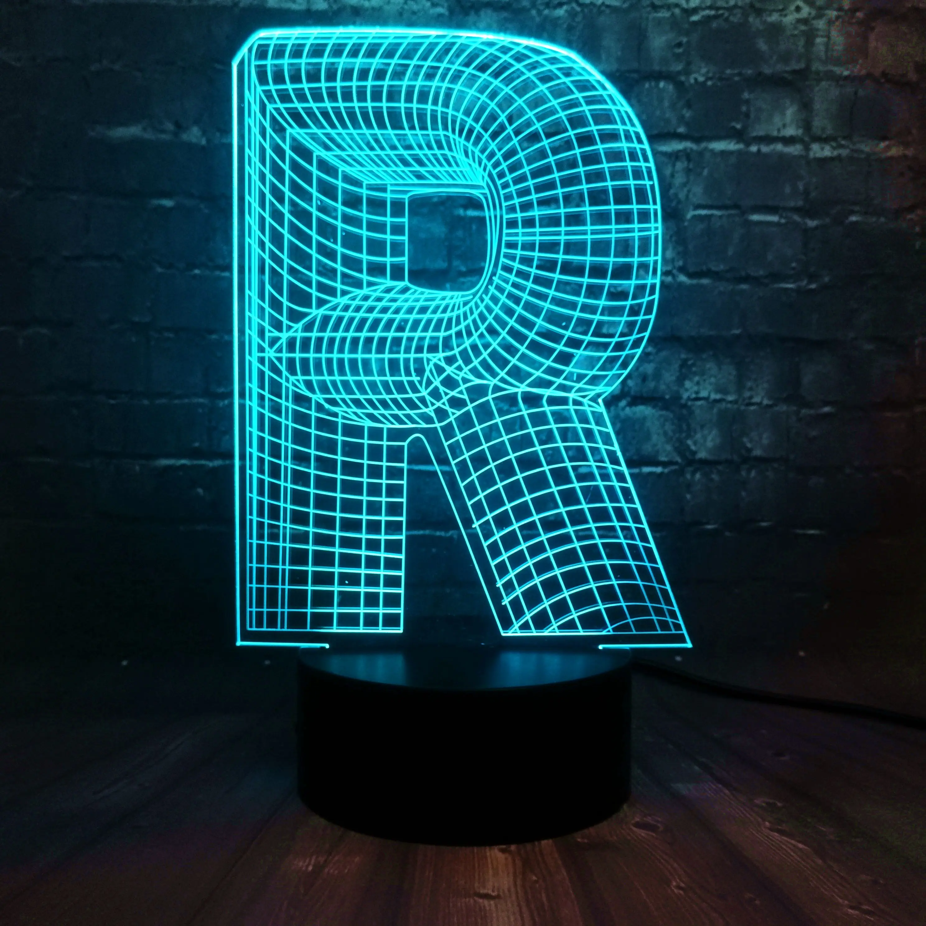 Новинка, 3D освещение, алфавит, буквы R, 7 цветов, сменный стол, светодиодный ночник, USB, сенсорное украшение для дома, ресторана, подарок для ребенка