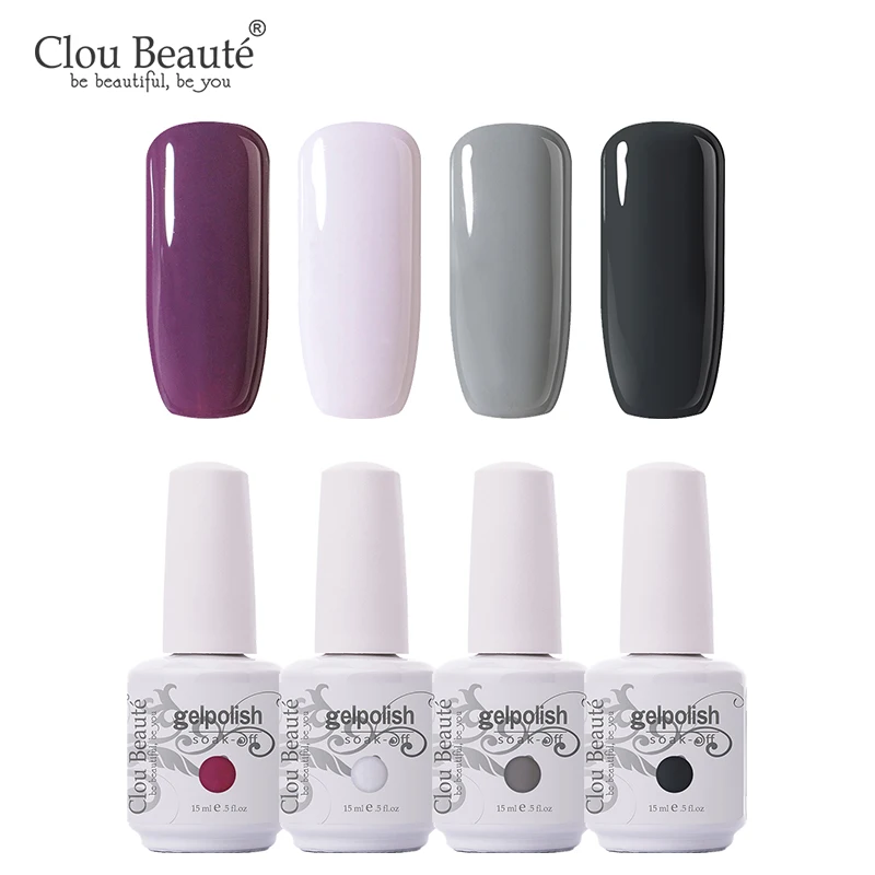 Clou Beaute УФ-гель для ногтей база Fundation для ногтей верхнее покрытие Гель-лак полуперманентные эмалы гель замочить от краски для ногтей - Цвет: 4PCSZH15