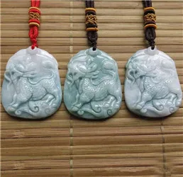 50*50*14 мм натуральный жадеит jade Ice nuo zhong двухсторонний PIXIU кулон Yu pei jade кулон ожерелье свитер цепь