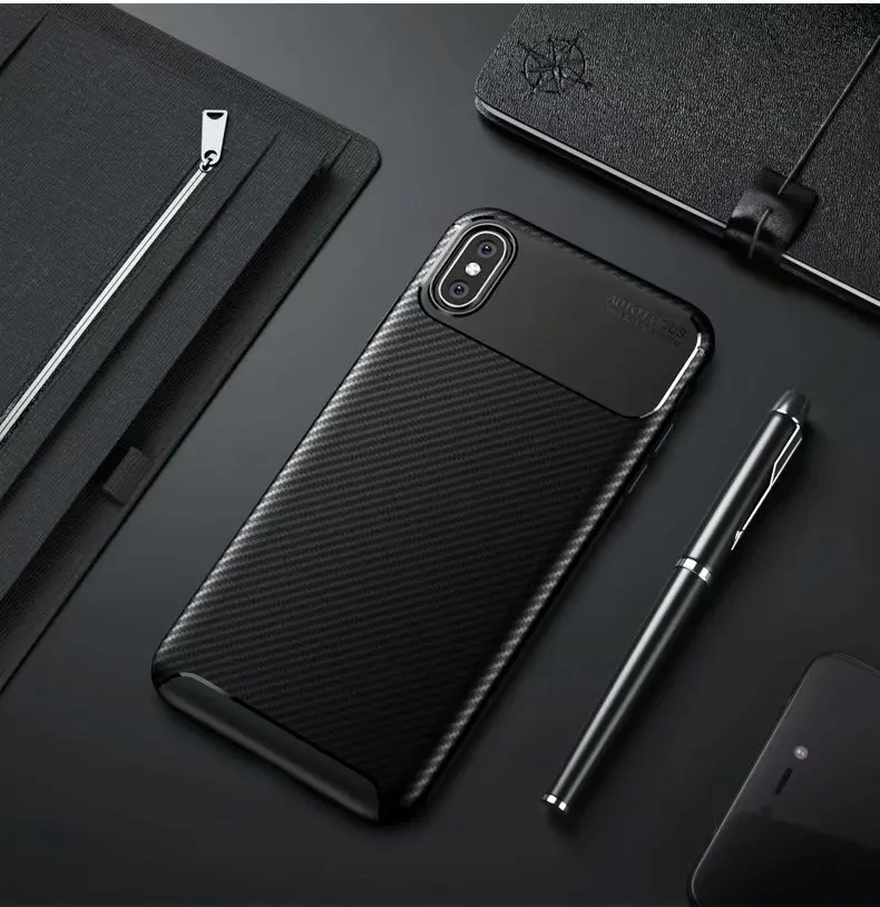 Чехол из углеродного волокна для Apple iPhone 6 7 8 x xr xs max Compact premiu plus противоскользящий