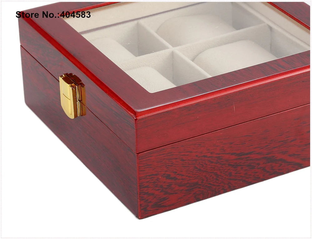 New Professional Exquisite Luxury 6 Glossy Mahogany Wood Lacquered Large Watch Jewelry Bracelet Box | Украшения и аксессуары