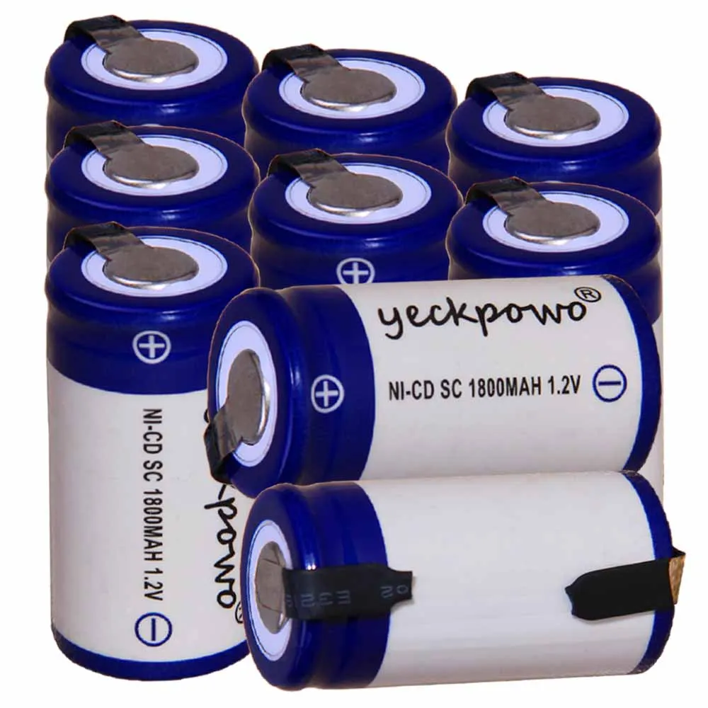 Самая низкая цена 9 шт аккумулятор SC 1 2 v батареи перезаряжаемые 1800 mAh nicd Батарея