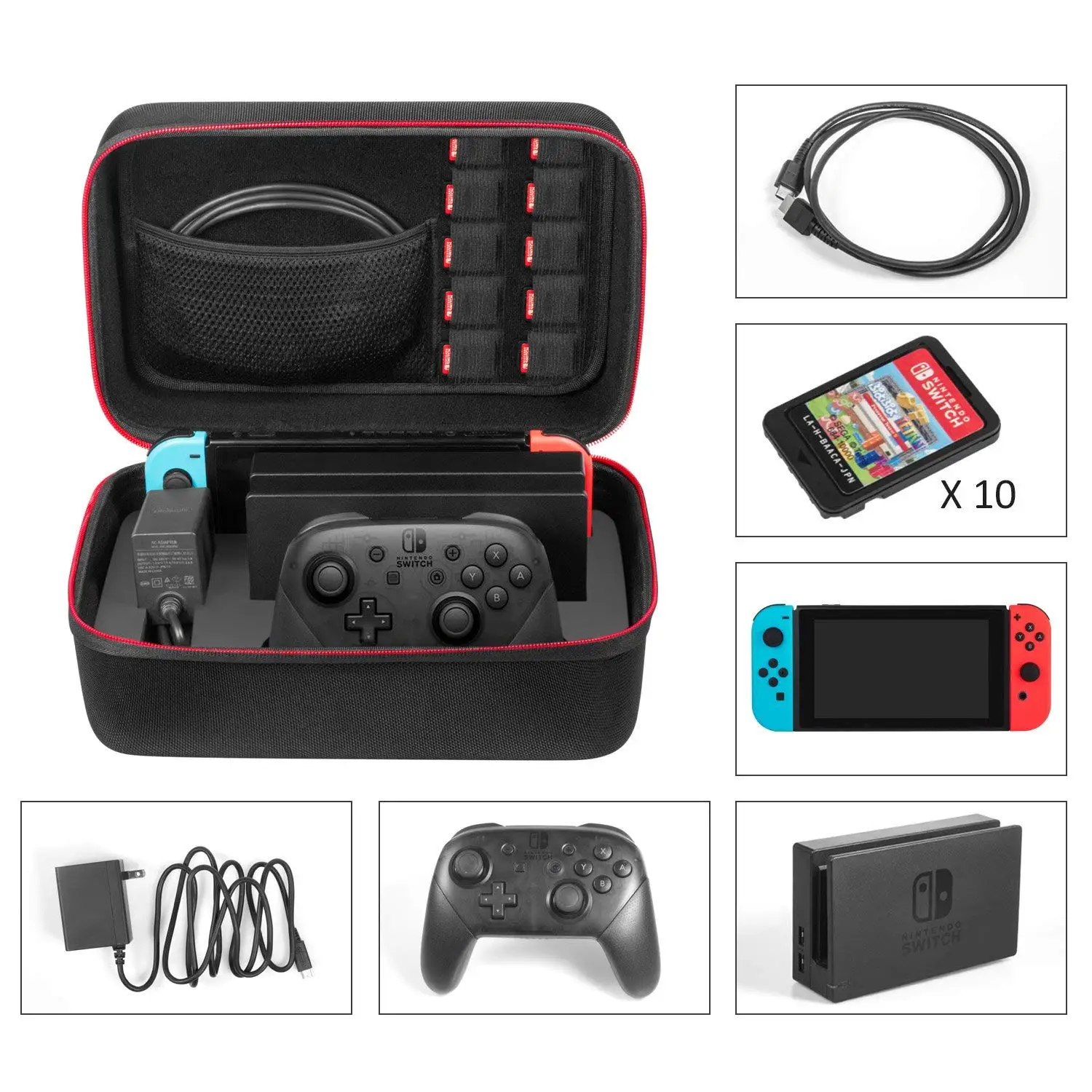 10 в 1 чехол для путешествий и прозрачный стойка приставки протектор экрана Joy Con