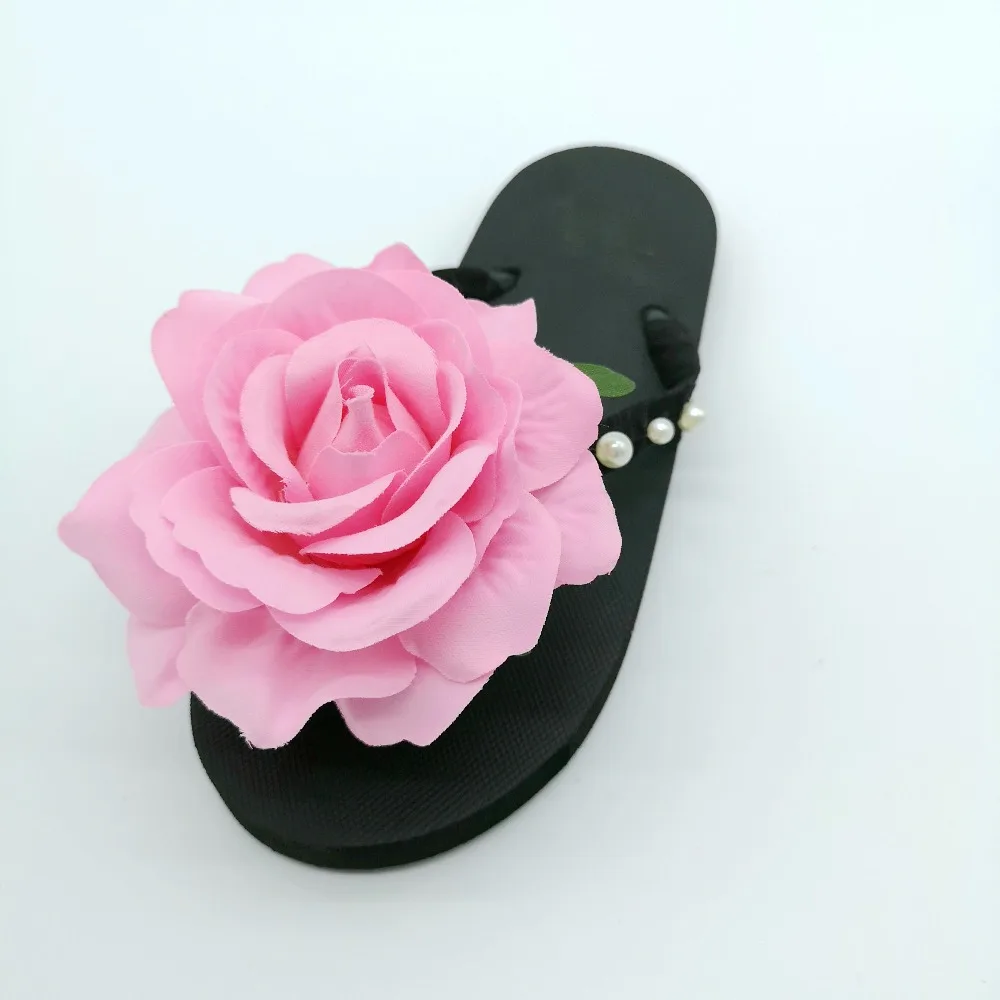 HAHAFLOWER/милые розовые Тапочки на плоской подошве с розами женская повседневная