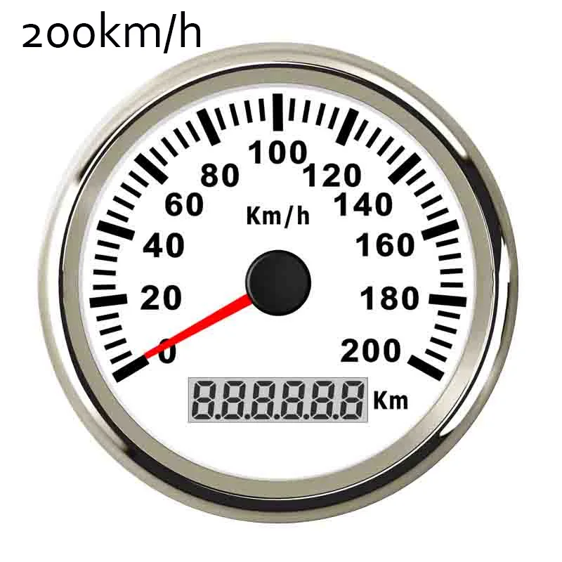 85 мм водонепроницаемый gps датчик скорости 200 км/ч 120 км/ч датчик скорости для морской лодки автомобиля мотоцикла с красной подсветкой - Цвет: White Silver 200kmh