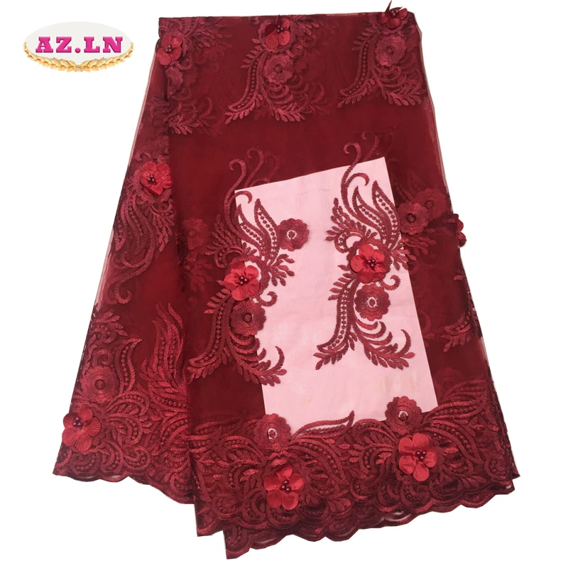 

Green African Lace Fabric 2019 Top Selling 3D Lace with Beads Popular Lace Material 5 Yards for Nigerian Lace Fabrics A19B5