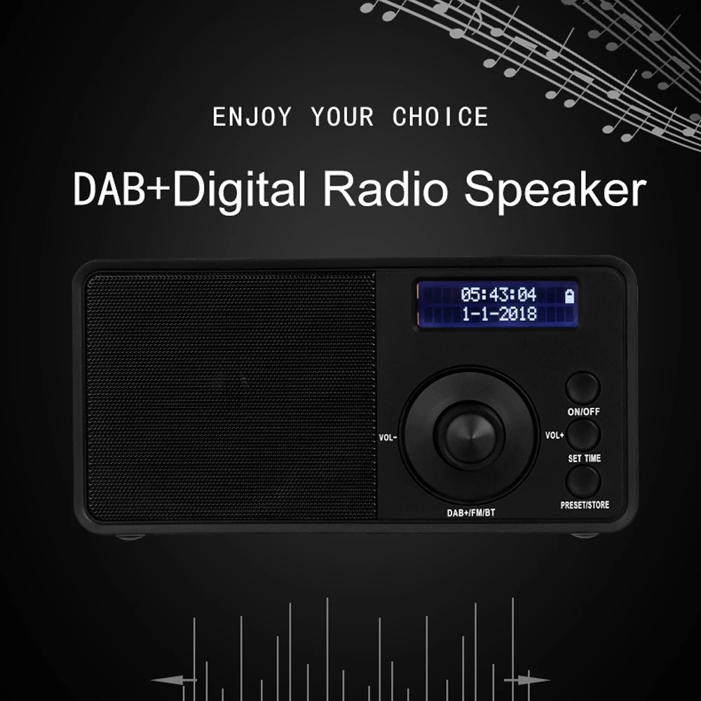 DAB+ FM цифровой радиоприемник портативный Bluetooth динамик Будильник Большой мощный динамик с ЖК-дисплеем экран
