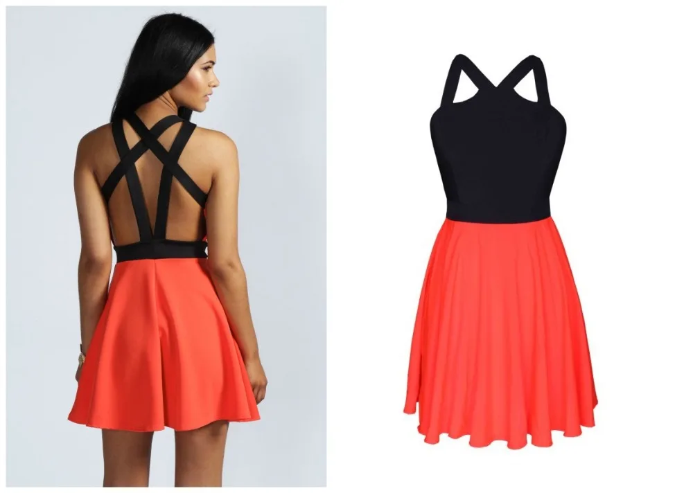 Мини платье Летнее короткое с открытыми плечами без рукавов|skater dress|dress fashiondresses free