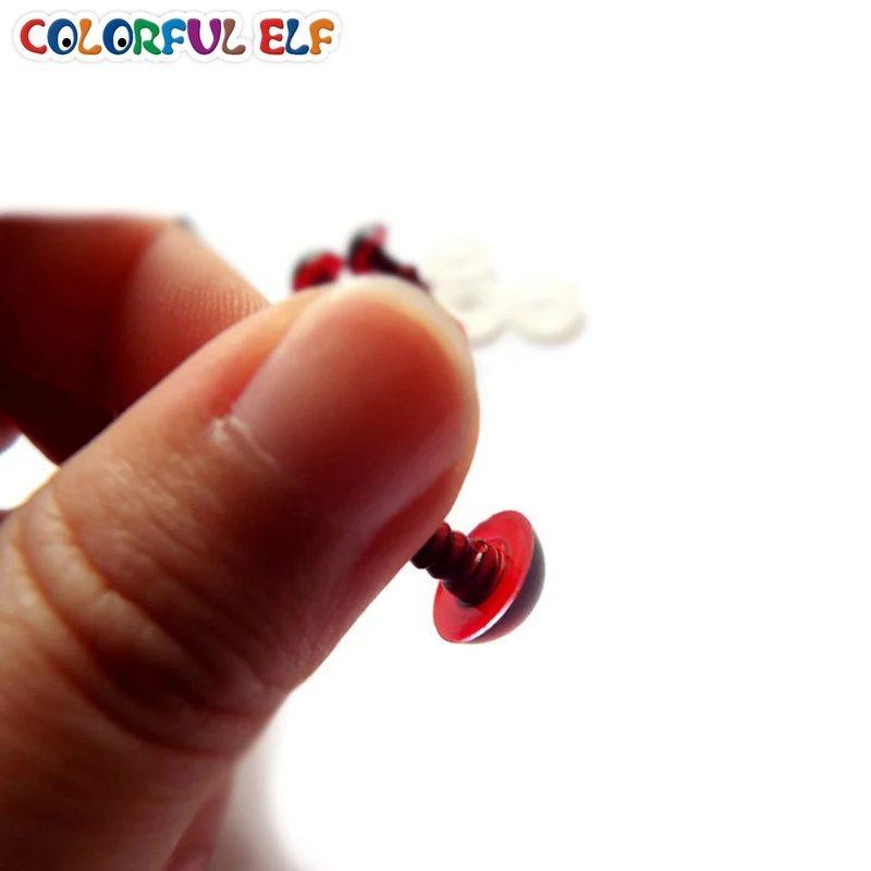 

50pairs/Lot 8mm/9mm/10mm/12mm/13mm/15mm/18mm Red safety colorful Eyes come with washers free shipping doll making supply